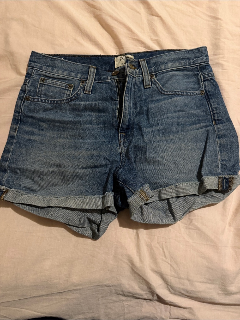 J. Crew Women's Blue Denim Roll-Cuff Shorts